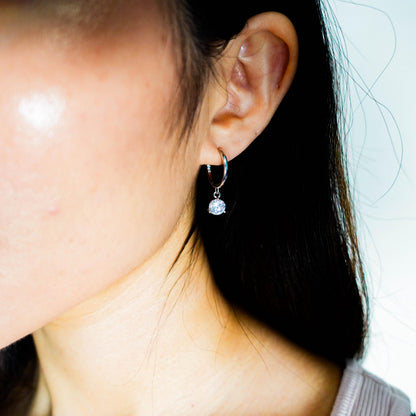 Sterling Silver Dangle Huggie Hoop Earrings: Minimalist Jewelry Gift for Her Sis Mom