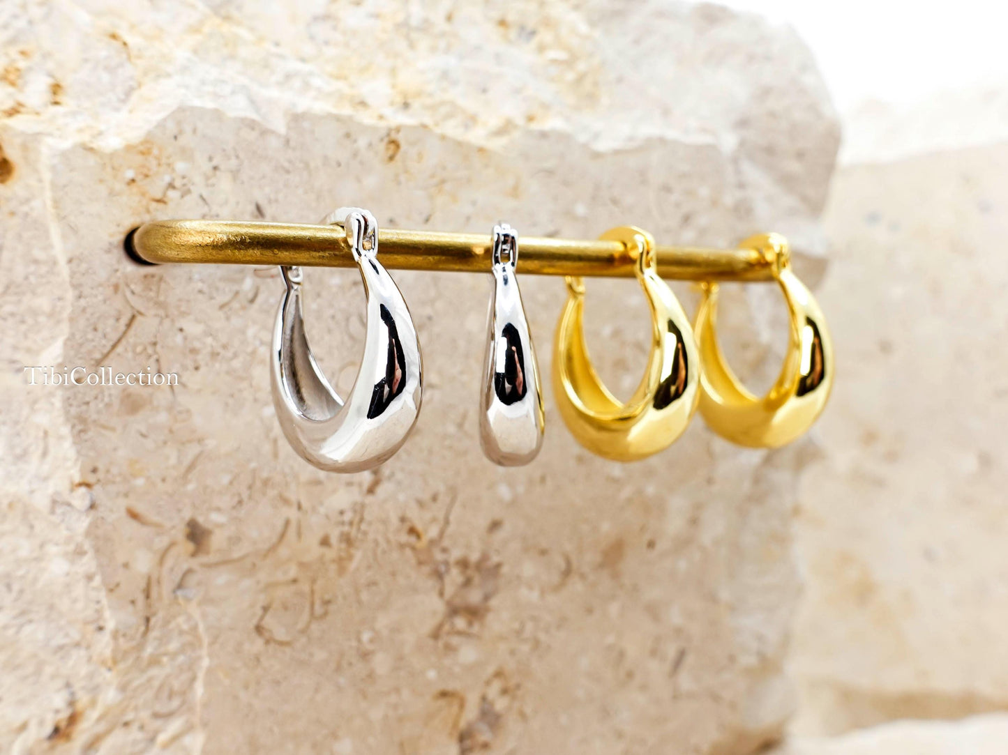 Sterling Silver Crescent Moon Hoop Earrings, Minimalist Jewelry