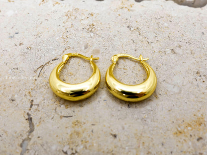 Sterling Silver Crescent Moon Hoop Earrings, Minimalist Jewelry