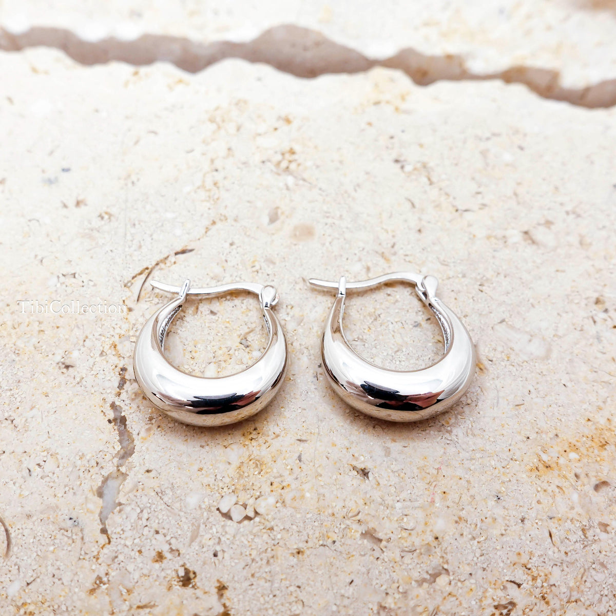 Sterling Silver Crescent Hoop Earrings, Gold Teardrop Hoops Jewelry Gift for Her