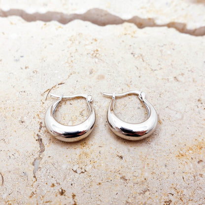 Sterling Silver Crescent Hoop Earrings, Gold Teardrop Hoops Jewelry Gift for Her