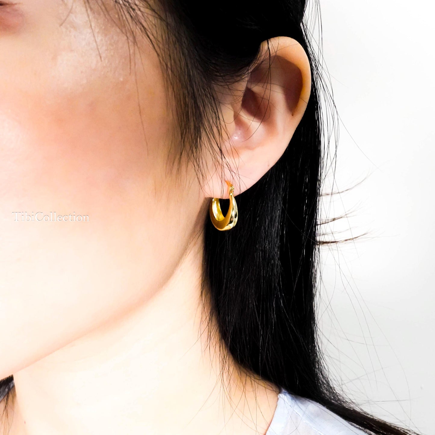 Sterling Silver Crescent Moon Hoop Earrings, Minimalist Jewelry