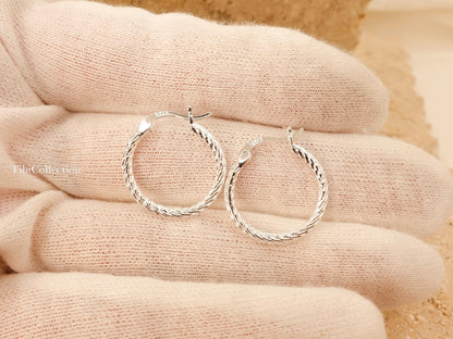 925 Sterling Silver Hoop Earrings, Dainty Minimalist Everyday Jewelry Gift for Her Mom Sis