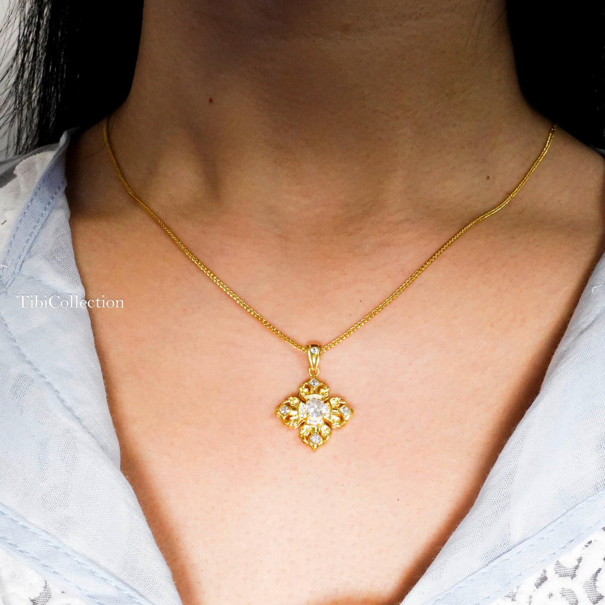 Gold Vajra Protection Necklace, Sterling Silver Vintage Gifts for Her Mom