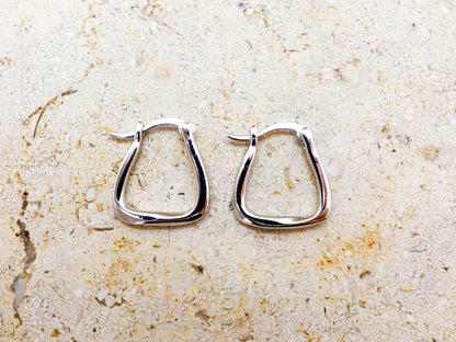 Sterling Silver Square Hoops, Minimalist Geometric Earrings for Men Women
