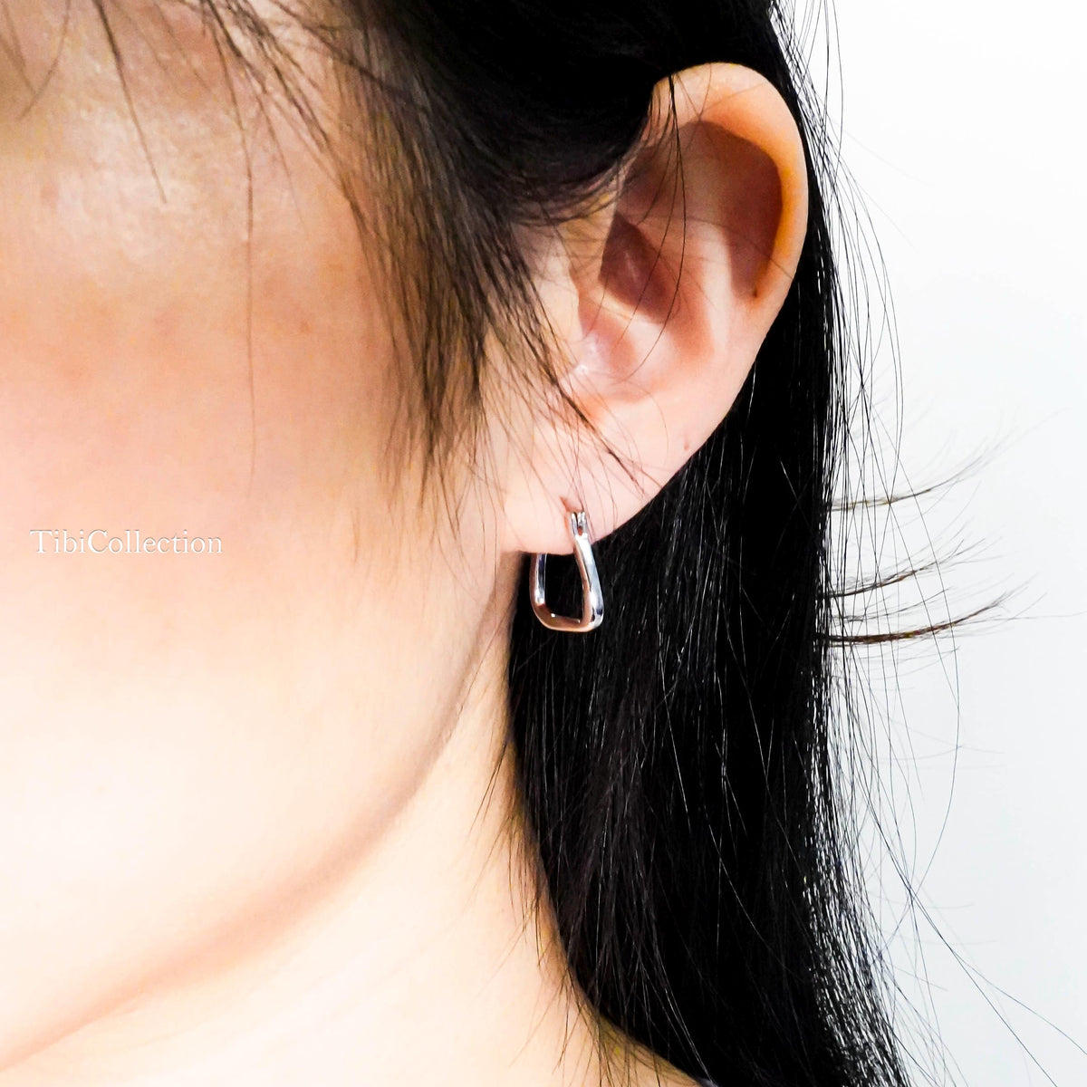 Sterling Silver Square Hoops, Minimalist Geometric Earrings for Men Women