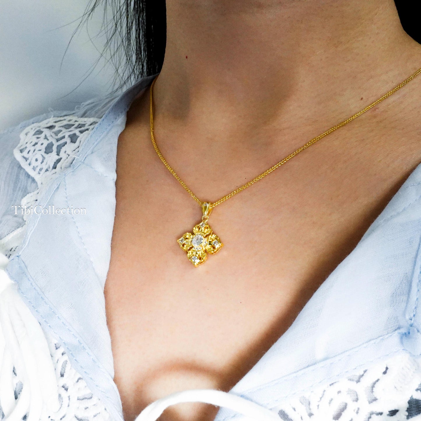 Gold Vajra Protection Necklace, Sterling Silver Vintage Gifts for Her Mom