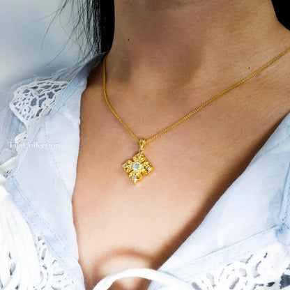 Gold Vajra Protection Necklace, Sterling Silver Vintage Gifts for Her Mom
