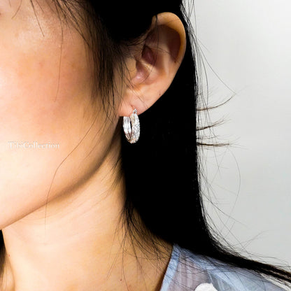 Sterling Silver Vintage Engraved Hoop Earrings, Medium Floral Hoops Gift for Her