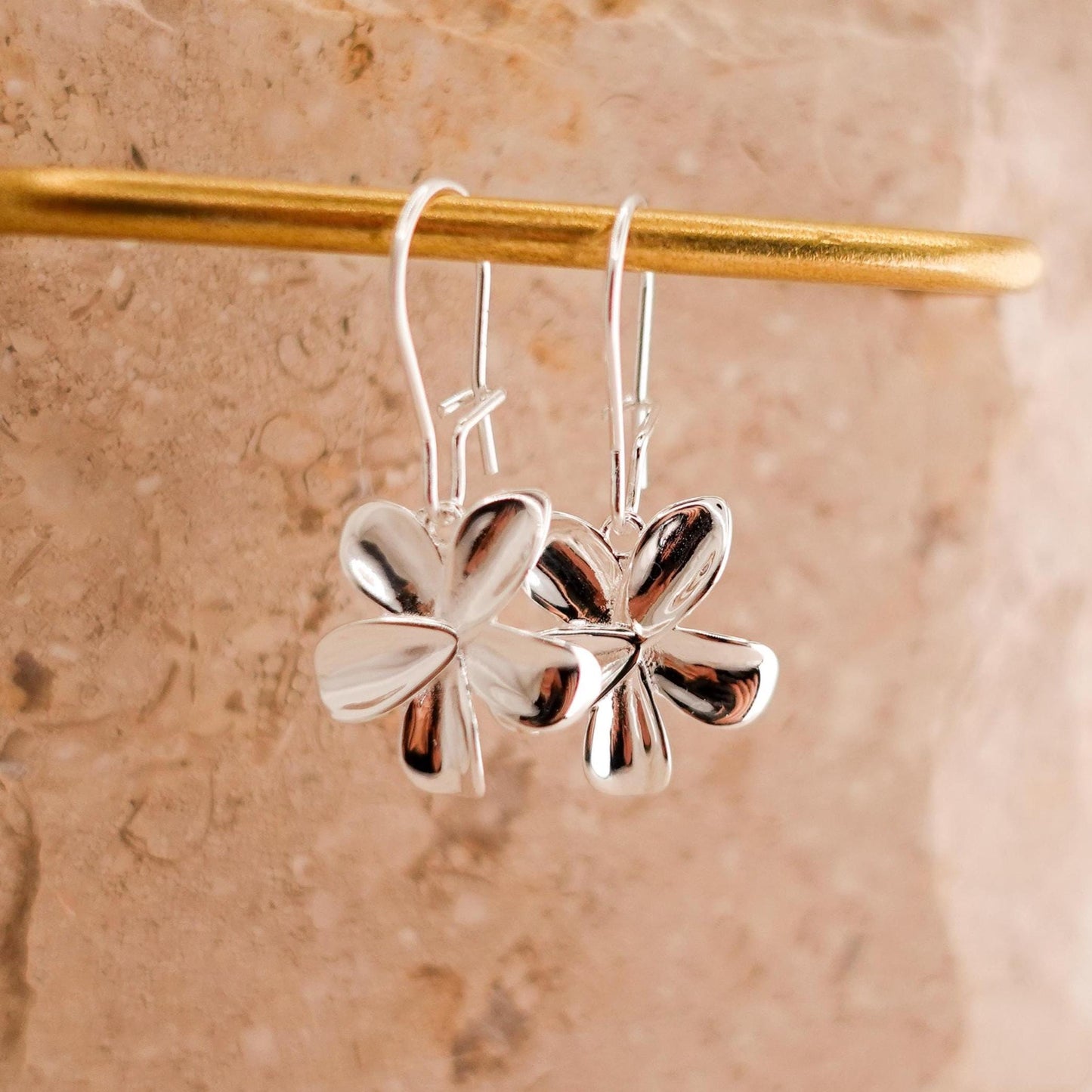 Sterling Silver Flower Dangle Earrings, Forget Me Not Jewelry Gift for Her Sis Friend