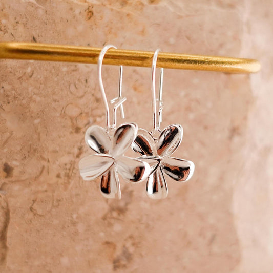 Sterling Silver Flower Dangle Earrings, Forget Me Not Jewelry Gift for Her Sis Friend
