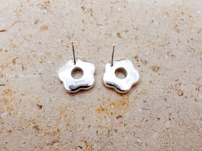 Sterling Silver Mother of Pearl Flower Stud Earrings, Floral Jewelry