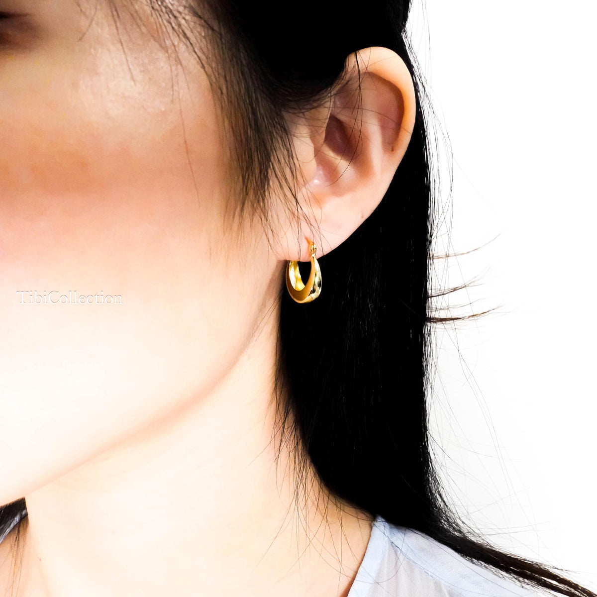 Sterling Silver Crescent Hoop Earrings, Gold Teardrop Hoops Jewelry Gift for Her