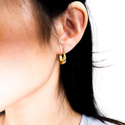 Sterling Silver Crescent Hoop Earrings, Gold Teardrop Hoops Jewelry Gift for Her