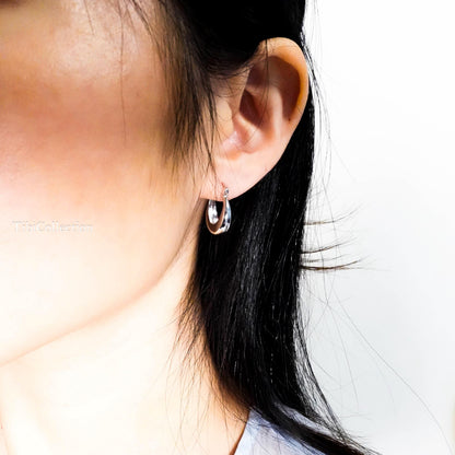 Sterling Silver Crescent Moon Hoop Earrings, Minimalist Jewelry