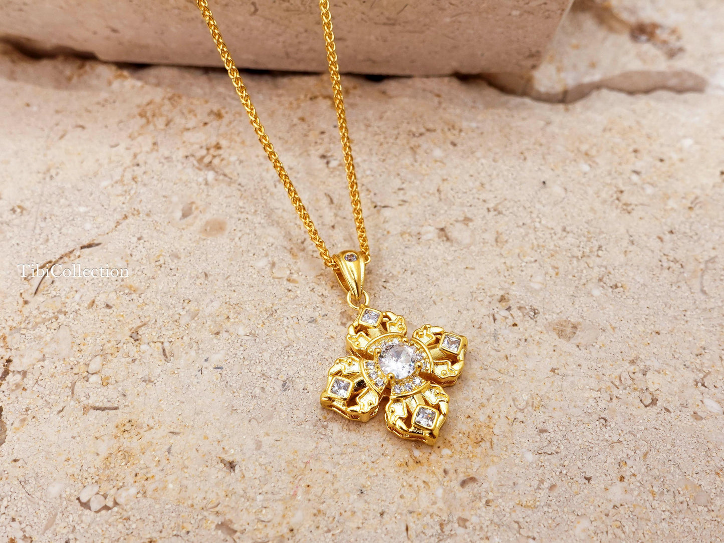 Gold Vajra Protection Necklace, Sterling Silver Vintage Gifts for Her Mom