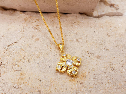 Gold Vajra Protection Necklace, Sterling Silver Vintage Gifts for Her Mom