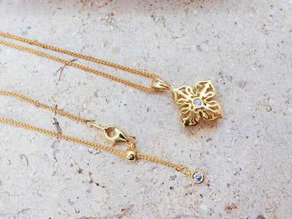 Gold Vajra Protection Necklace, Sterling Silver Vintage Gifts for Her Mom