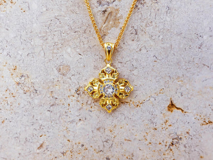 Gold Vajra Protection Necklace, Sterling Silver Vintage Gifts for Her Mom