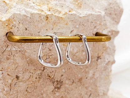Sterling Silver Square Hoops, Minimalist Geometric Earrings for Men Women
