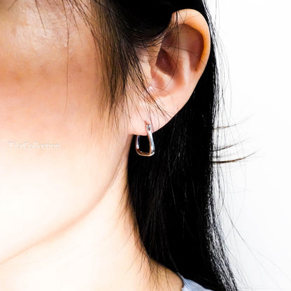 Sterling Silver Square Hoops, Minimalist Geometric Earrings for Men Women