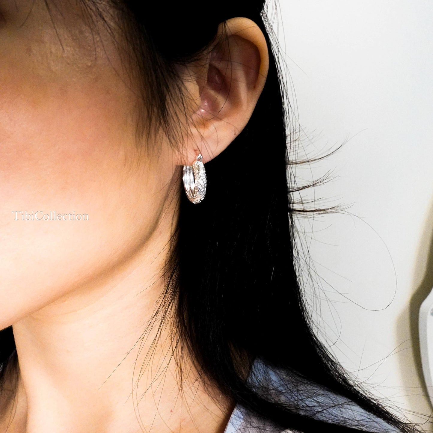925 Sterling Silver Vintage Engraved Hoop Earrings, Medium Floral Hoops Gift for Her