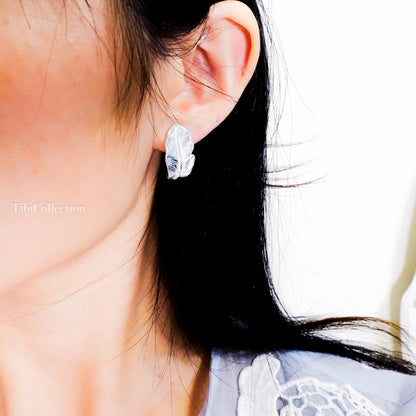 925 Sterling Silver Leaf Stud Earrings, Statement Leaf Spring Gift for Her Mom Sis