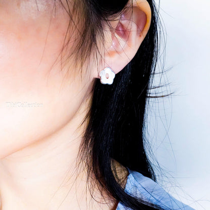 Sterling Silver Mother of Pearl Flower Stud Earrings, Floral Jewelry