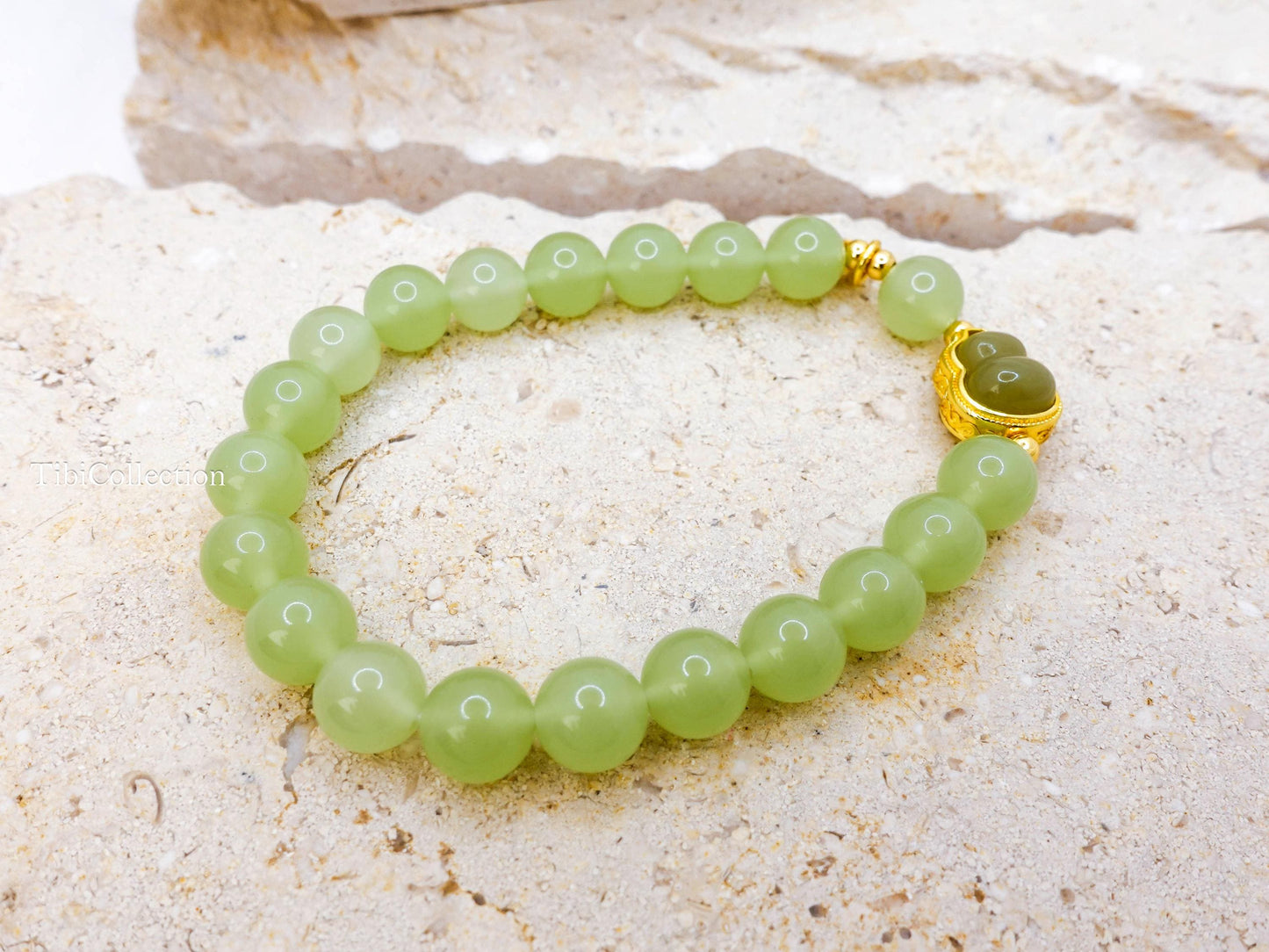 Protection Jade Bracelet with Sterling Silver Gold Filled Fidget Jewelry Gift for Mom