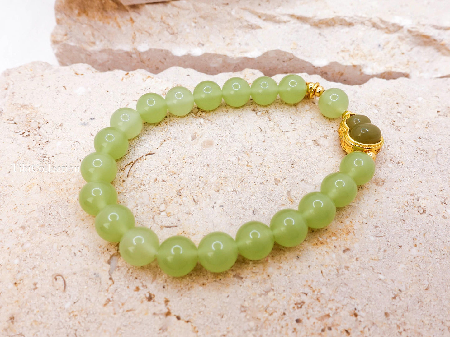 Protection Jade Bracelet with Sterling Silver Gold Filled Fidget Jewelry Gift for Mom