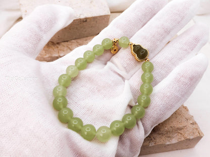 Protection Jade Bracelet with Sterling Silver Gold Filled Fidget Jewelry Gift for Mom