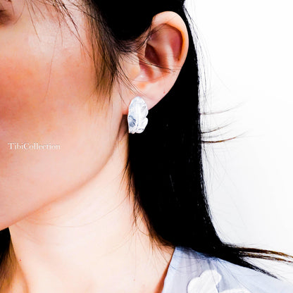 925 Sterling Silver Leaf Stud Earrings, Statement Leaf Spring Gift for Her Mom Sis