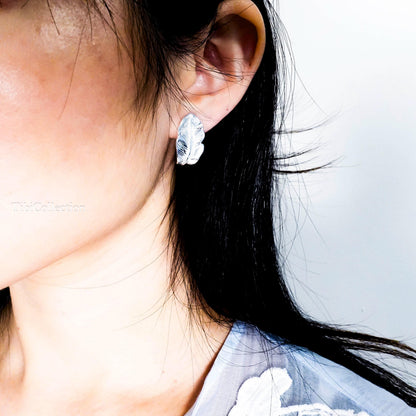 Sterling Silver Leaf Stud Earrings, Feather Earrings Everyday Jewelry Gift for Her Mom Sis