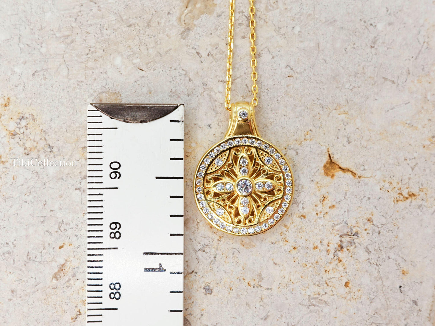 Double Sided Sun Necklace, Gold Filled Pink Sapphire Moissanite Fidget Necklace Confirmation Gift