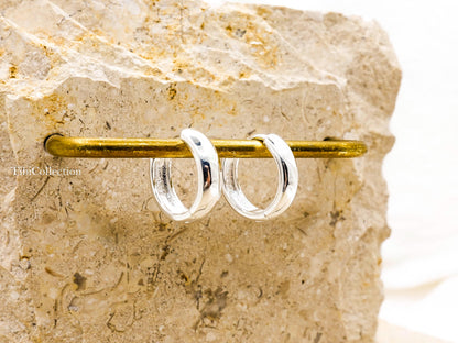 Sterling Silver Huggie Earrings, Small Lightweight Huggie Hoops for Her Mom Sis