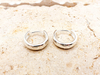 Sterling Silver Huggie Earrings, Small Lightweight Huggie Hoops for Her Mom Sis