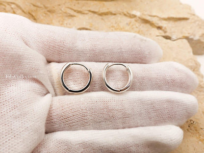 Sterling Silver Huggie Earrings, Small Lightweight Huggie Hoops for Her Mom Sis