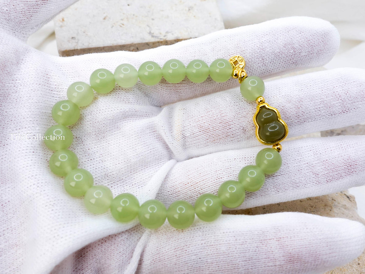 Protection Jade Bracelet with Sterling Silver Gold Filled Fidget Jewelry Gift for Mom