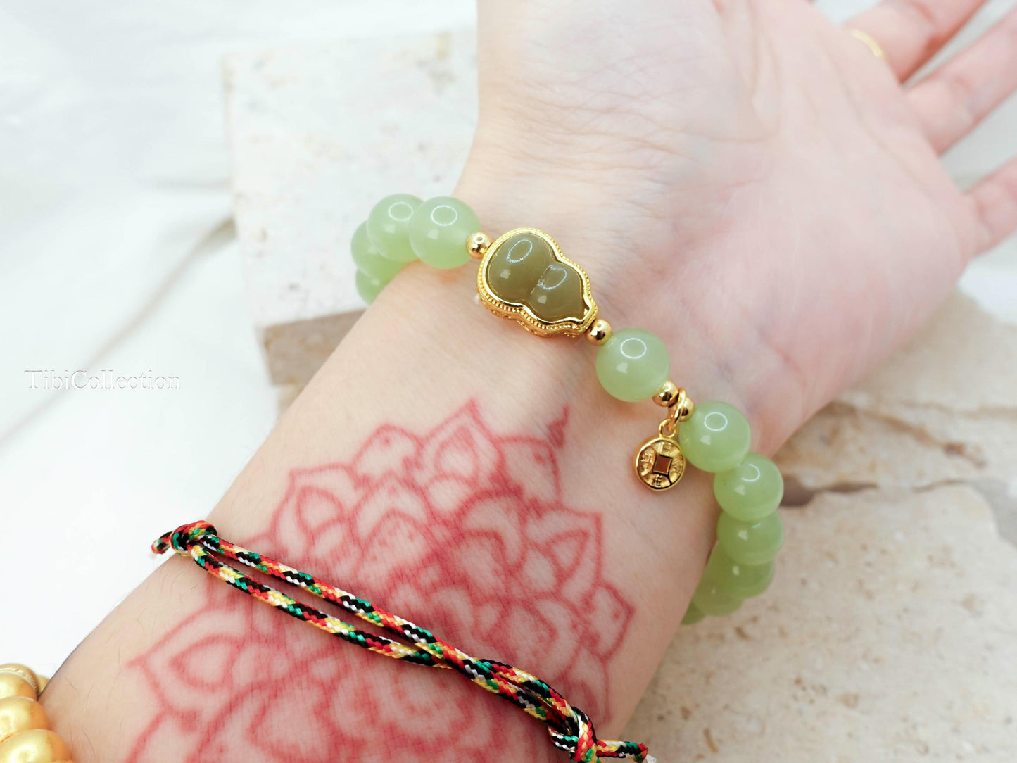 Protection Jade Bracelet with Sterling Silver Gold Filled Fidget Jewelry Gift for Mom