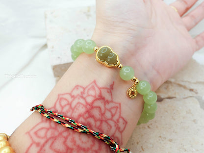 Protection Jade Bracelet with Sterling Silver Gold Filled Fidget Jewelry Gift for Mom