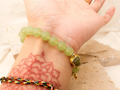 Protection Jade Bracelet with Sterling Silver Gold Filled Fidget Jewelry Gift for Mom
