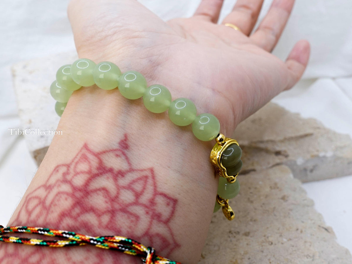 Protection Jade Bracelet with Sterling Silver Gold Filled Fidget Jewelry Gift for Mom