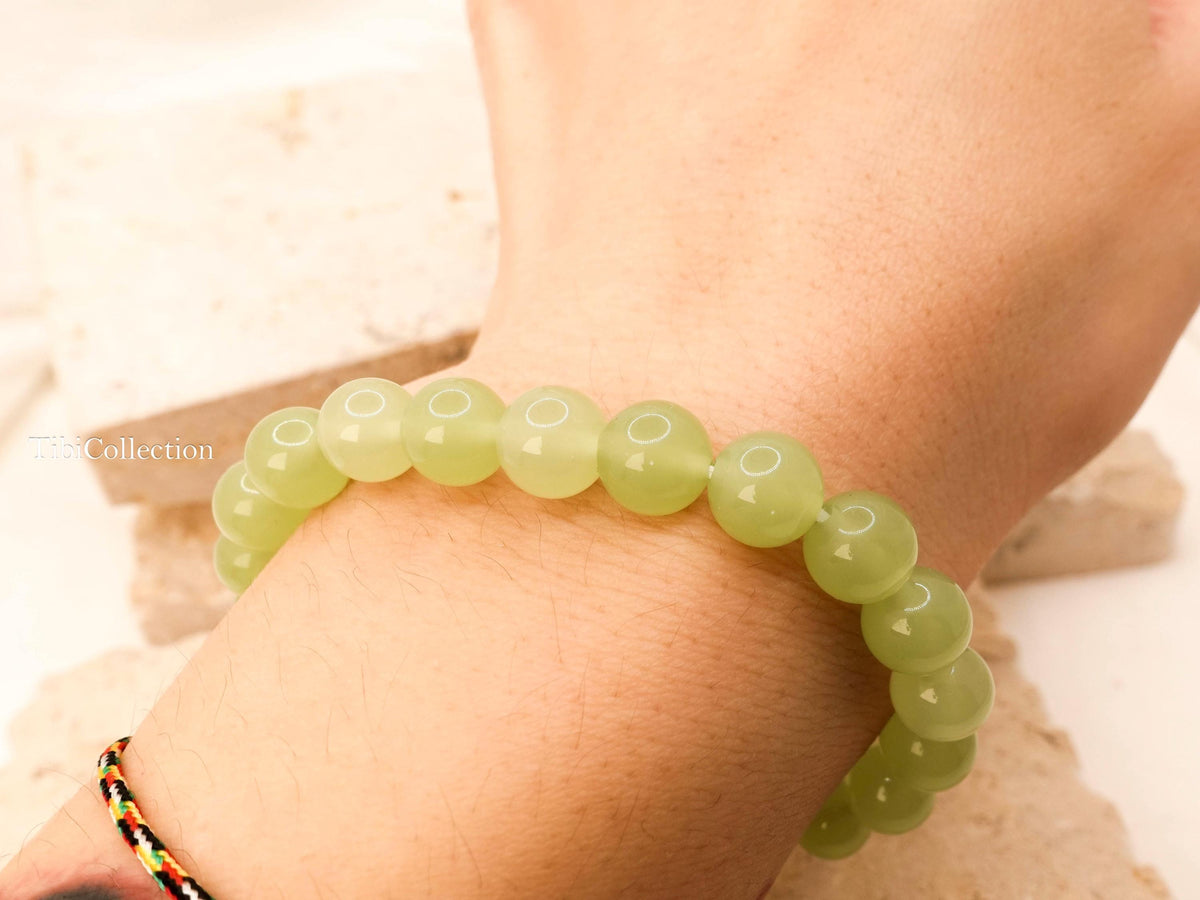 Protection Jade Bracelet with Sterling Silver Gold Filled Fidget Jewelry Gift for Mom