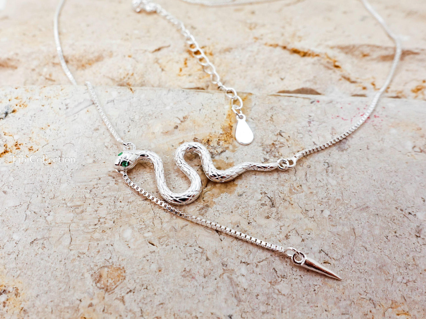Sterling Silver Snake Necklace Adjustable Chain, Snake Jewelry For Her Mom Sister