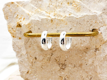 Huggie Hoop Earrings Sterling Silver, Colorful CZ Hoops Gift for Her