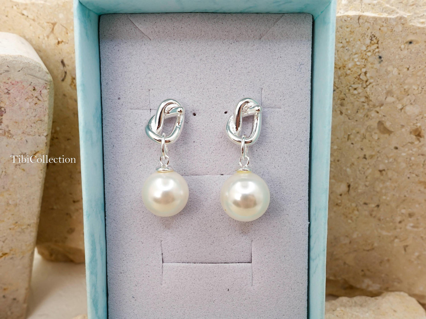 Sterling Silver Pearl Drop Earrings, Freshwater Pearl Jewelry Gift for Her Mom Sister