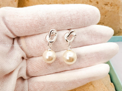 Sterling Silver Pearl Drop Earrings, Freshwater Pearl Jewelry Gift for Her Mom Sister