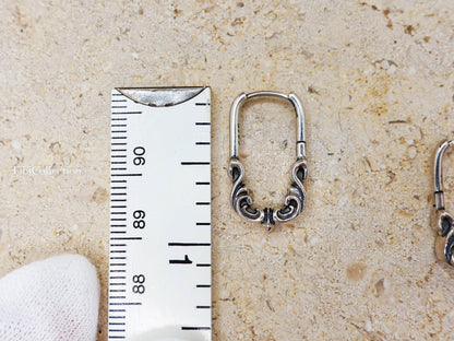 Sterling Silver Huggie Hoop Earrings, Black Mens Earrings Unisex Vintage Jewelry Gift
