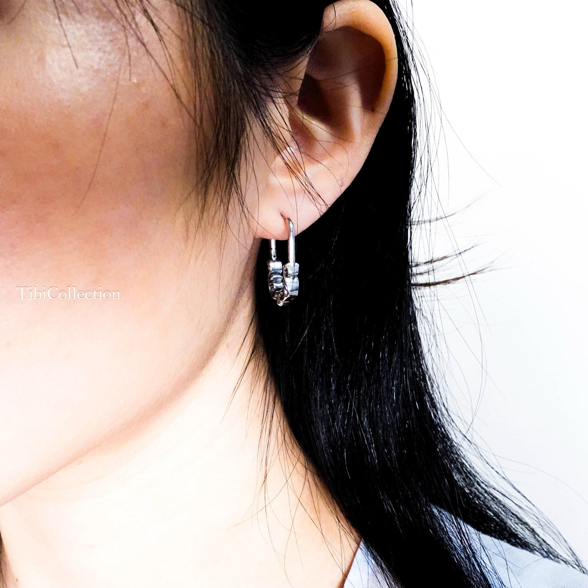 Sterling Silver Huggie Hoop Earrings, Black Mens Earrings Unisex Vintage Jewelry Gift