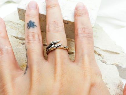 Sterling Silver Bird Claw Ring Adjustable, Open Gothic Statement Rings For Men Women